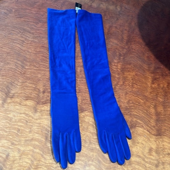 Anne Klein for Isotoner 23” Electric Blue Long One Size Poly Spandex Gloves New - Picture 1 of 7